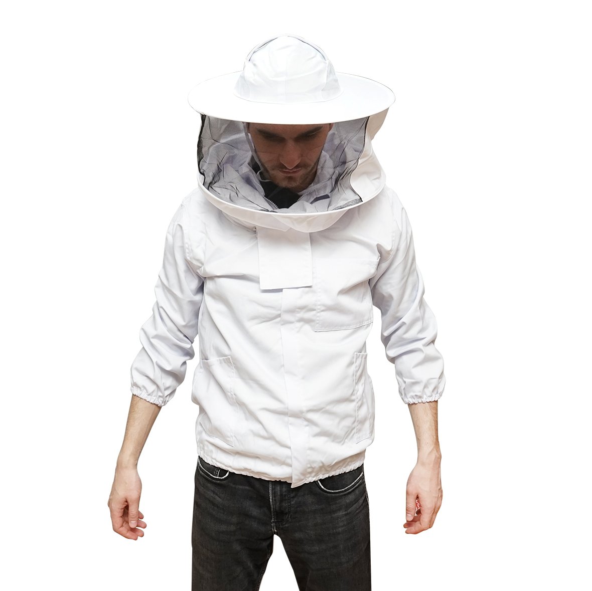 Bluza apicola alba cu masca de protectie marimea XXL